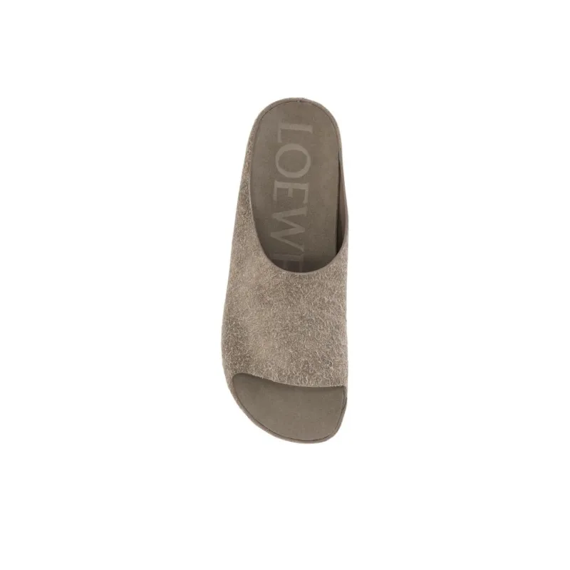 LOEWE Lago Brushed Suede Slides-4