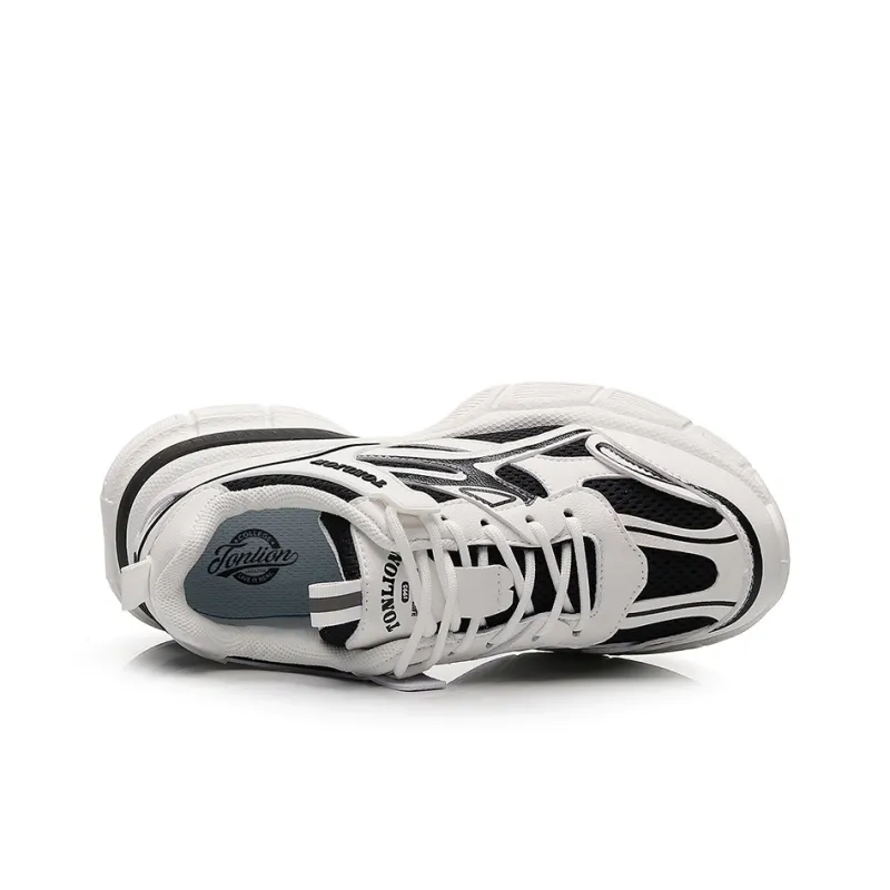 Tonlion Chunky Sneakers Unisex Low Top White Gray/White Blue/Light Beige Gray/Light Beige Black-13