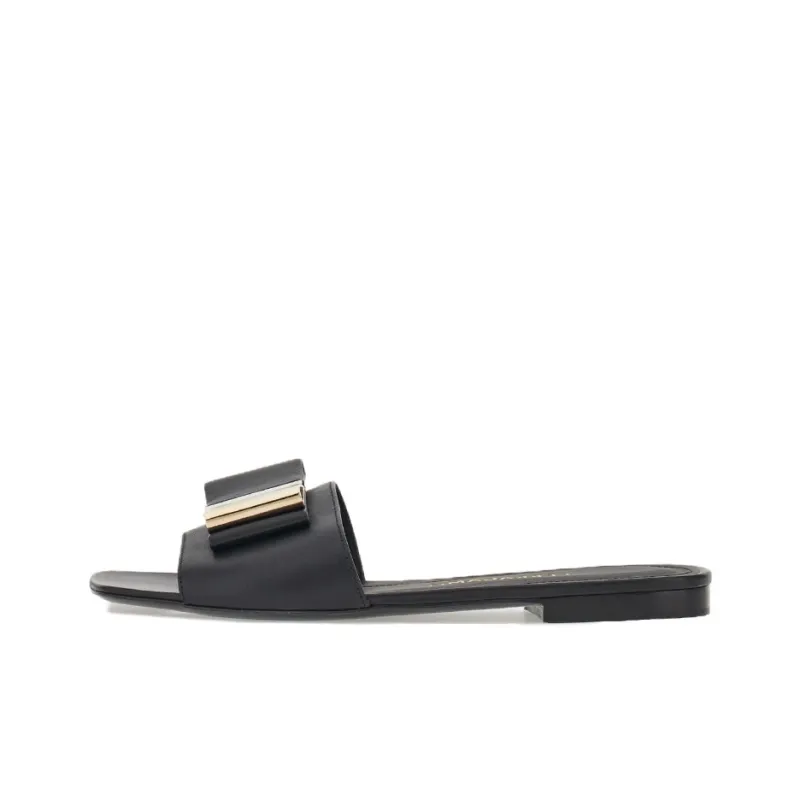 FERRAGAMO Double-bow Logo-engraved Slides-0