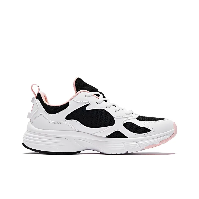 QIAODAN Cushioning Slip Resistant And Abrasion Resistant Low Top Sprint Running Shoes Women's Black Pink-1