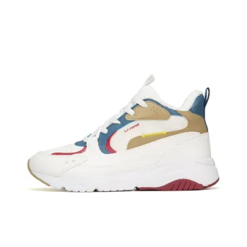LiNing Fleece Lined Anti Slip And Wear Resistant Warm Mid Top Sports Casual Shoes Mist White