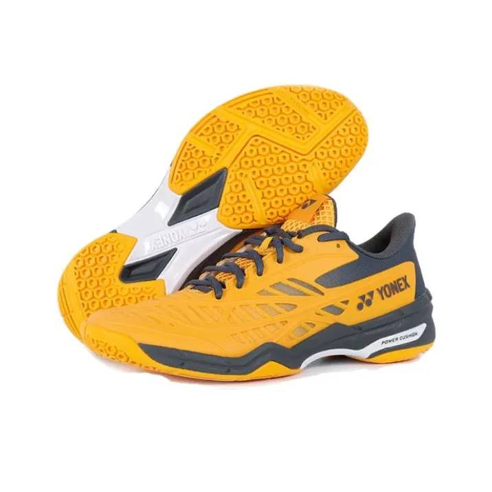 YONEX Cushioning Wear Resistant Low Top Badminton Shoes Unisex Yellow White-3