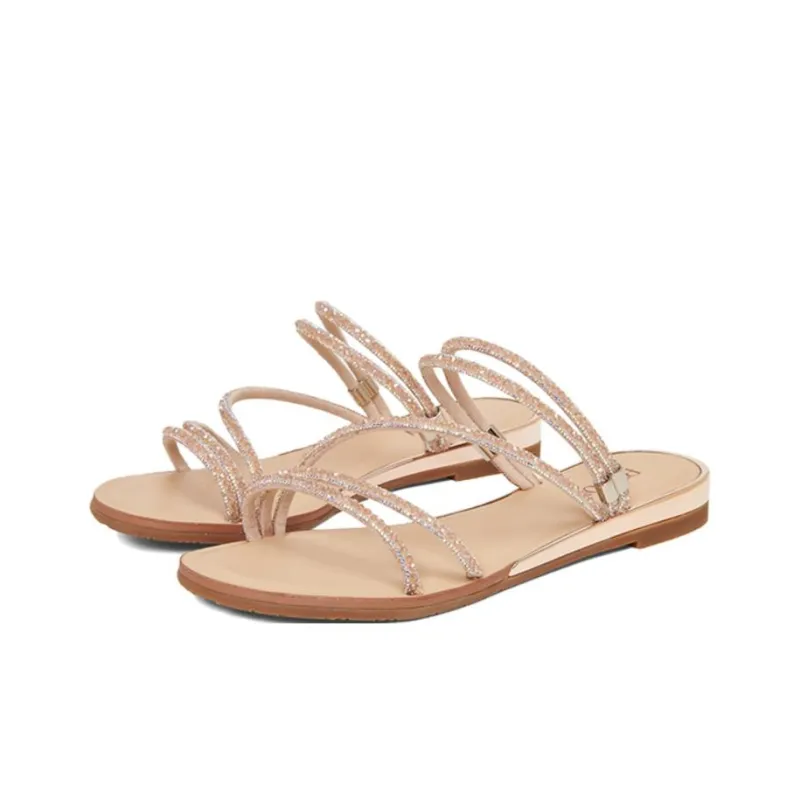 PT'SON Slide Slippers Women's White/Champagne Pink-1