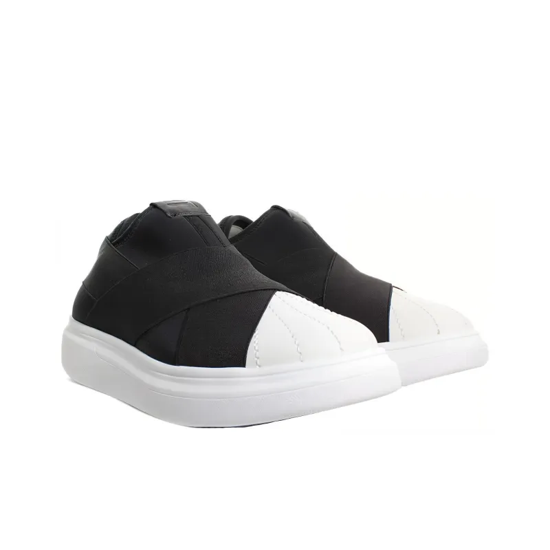 FESSURA Low-Top Skateboard Shoes Unisex Black White-1
