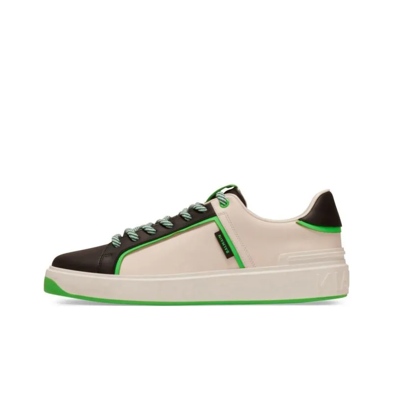 BALMAIN Wear-Resistant Low-Top Skateboard Shoes Men's Beige Black-0