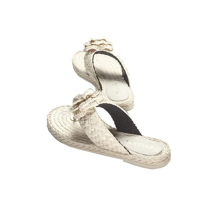 CHANEL Flip Flops 1cm Women's Ivory White-3