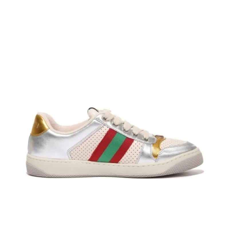 GUCCI Screener Dusty Shoes Low Top Skateboard Shoes Women's Silver-1