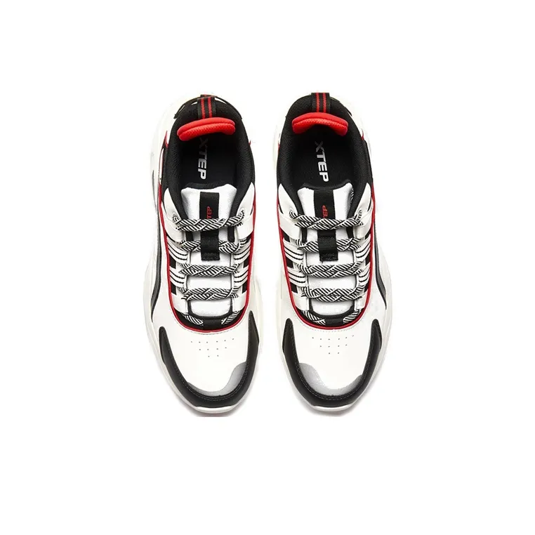 XTEP Cushioning, Wear Resistant Low Top Sports Casual Shoes Men's White Black Multicolor-2