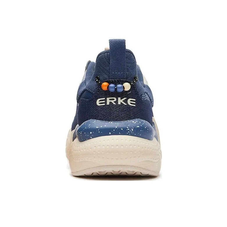 Erke Tidal Wave Anti Slip And Wear Resistant Lightweight Low Top Sports Casual Shoes Men's White Blue-4