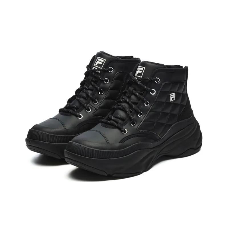 FILA Bread Mid Anti Slip Wear Resistant Mid Top Casual Shoes Women's Black-1