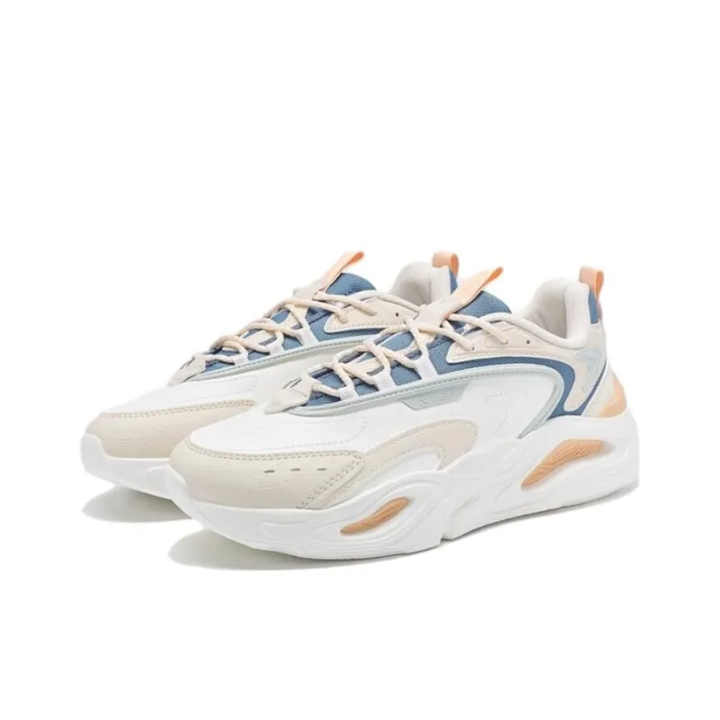 XTEP Mibian Anti Slip Wear Resistant Low Top Sports Casual Shoes Women's White Brown Blue-2