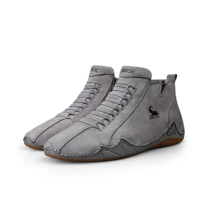 BECK Men's Casual Shoes Men Mid Top Gray, Beige-4