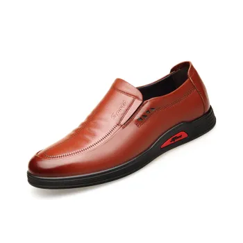 MODENGPAN Men's Casual Shoes Men Low Top Black/Brown