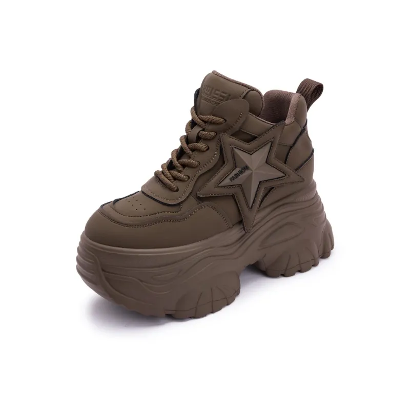 Shangjinni Abrasion Resistant Lightweight Height Increasing Low Top Chunky Sneakers Women's-10