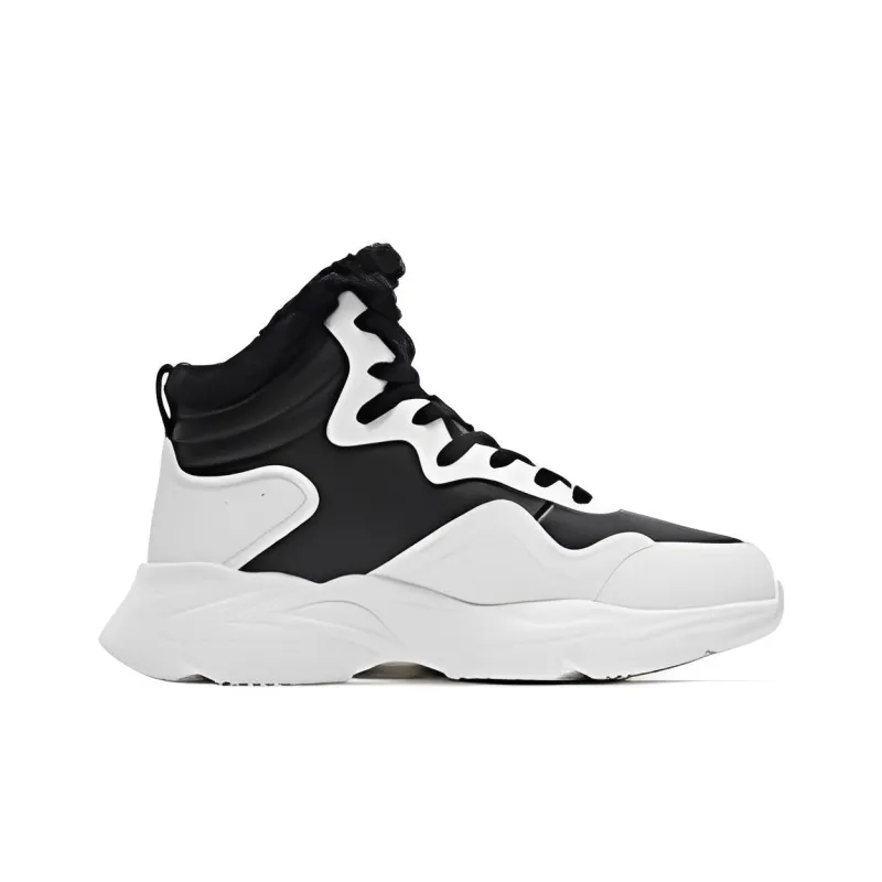 QIAODAN Anti Slip And Wear Resistant Warm High Top Sports Casual Shoes Women's Black White-1