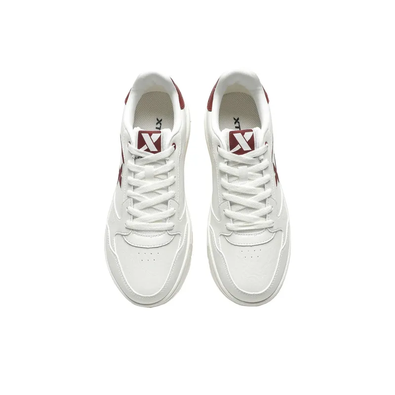 XTEP Waterproof And Wear resistant Low Top Skateboard Shoes Men's White Red-3
