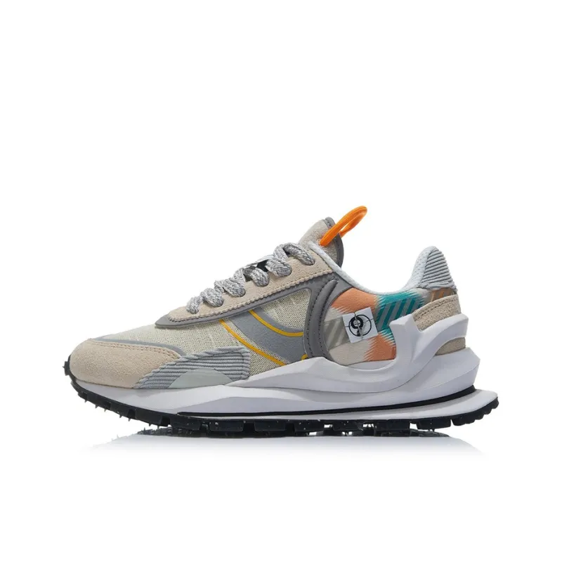LiNing Cushioning Anti-Slip Wear-Resistant Breathability Low-Top Running Shoes Men's Snow Gray Color-0