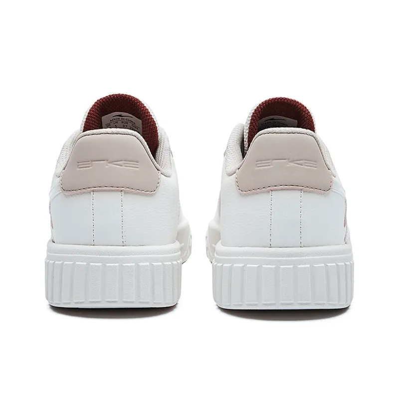 Erke Falling Flowers Low Top Skateboard Shoes Women's White Red-3