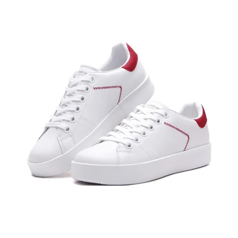 Skechers Traffic Lightweight Anti-Slip Low-Top Skateboard Shoes Women's White Red-2