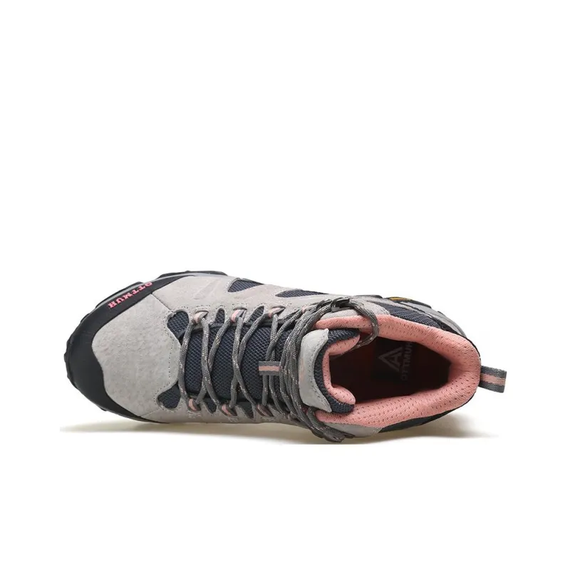 HUMTTO Cushioning Anti Slip And Wear Resistant High Top Outdoor Shoes Women's Gray Pink-2