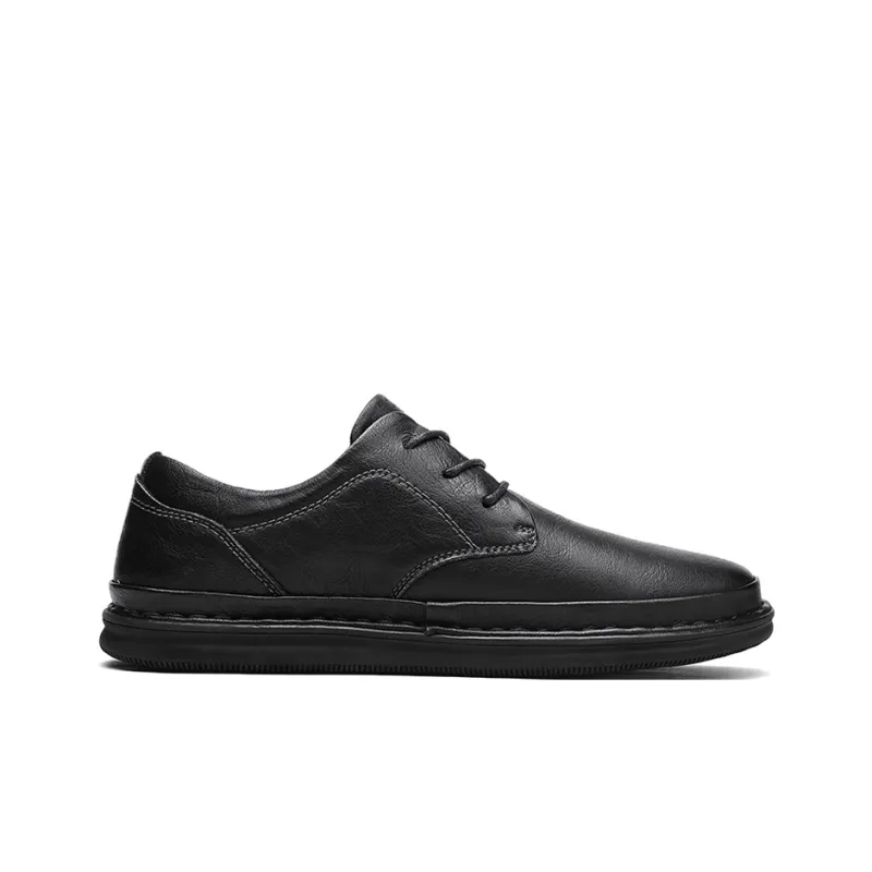 Jeep Low Top Workwear Casual Leather Shoes Black-1