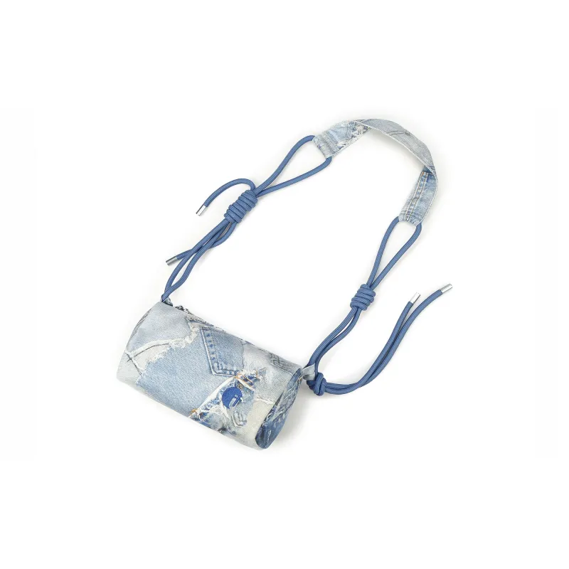 Guuka Fabric Shoulder Bag, Crossbody Bag Unisex Blue/White-1