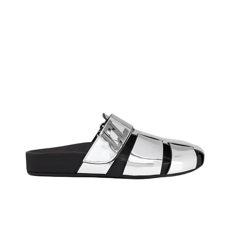 CL LUBOTING Rubber Sole Wrap toe Slippers Men's Silver-1