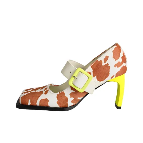 TNTZD High Heels Women's White/Brown/Yellow