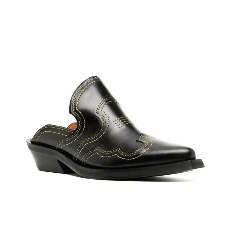 GANNI Embroidered Western Mules-2