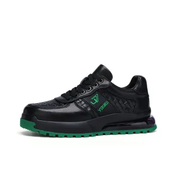 U7 Breathable Wear-Resistant Cushioning Height Increasing Mid-Top Skateboard Shoes Men's Black Green