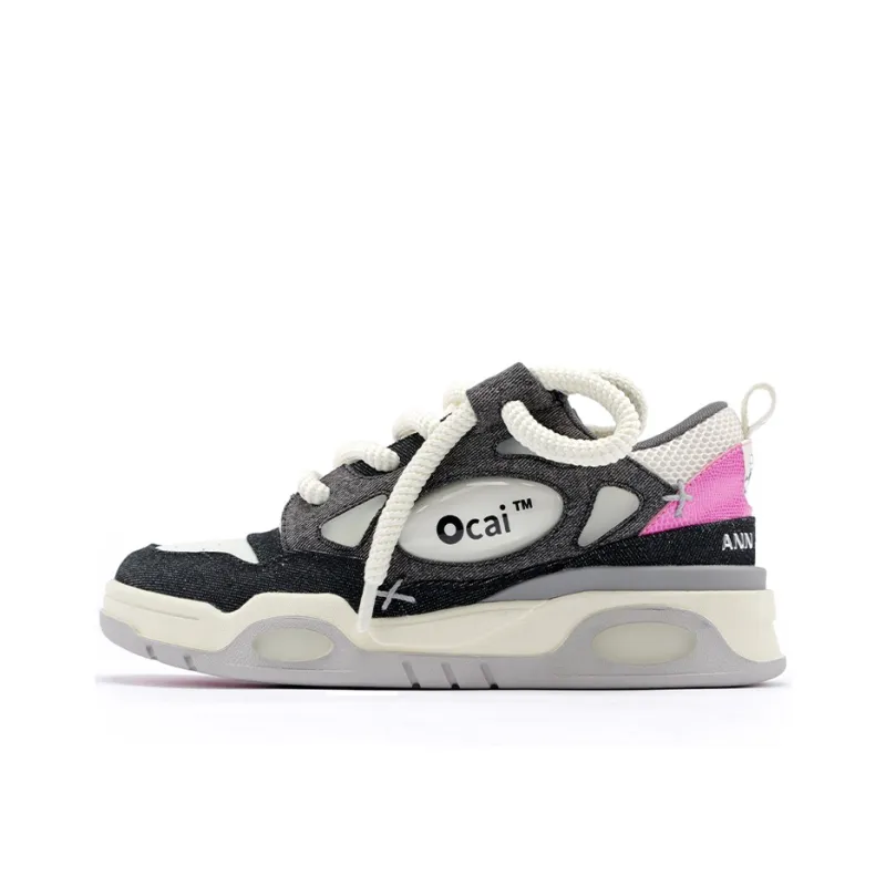 ANN ANDELMAN x Ocai 001 Denim Black Slip Resistant Height Increasing Low Top Skateboard Shoes Unisex Black-0