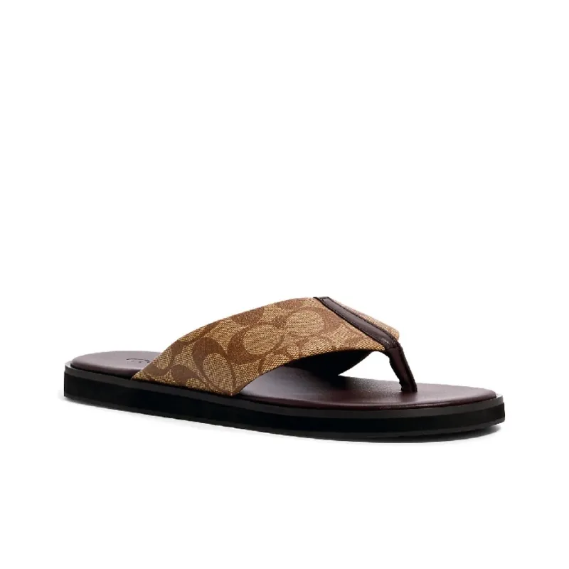 COACH Rubber Sole Quick Dry Flip Flops Men's Brown-2