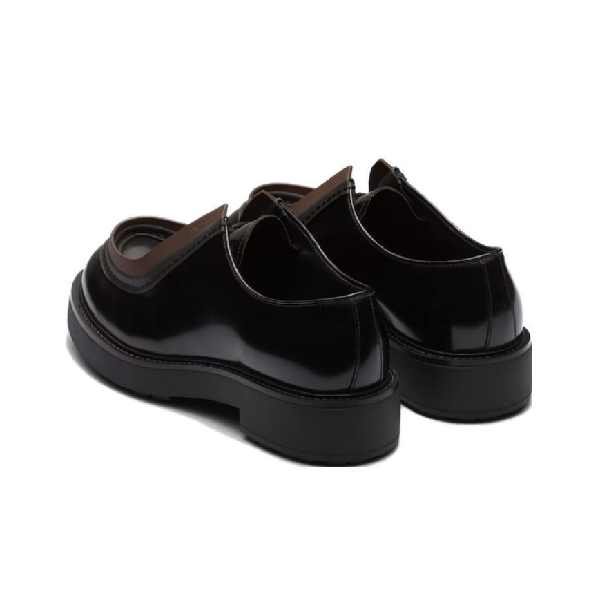 PRADA Opaque Brushed-leather Lace-up Shoes Original Shoe Box PRADA Opaque Brushed-leather Lace-up Shoes Original Shoe Box