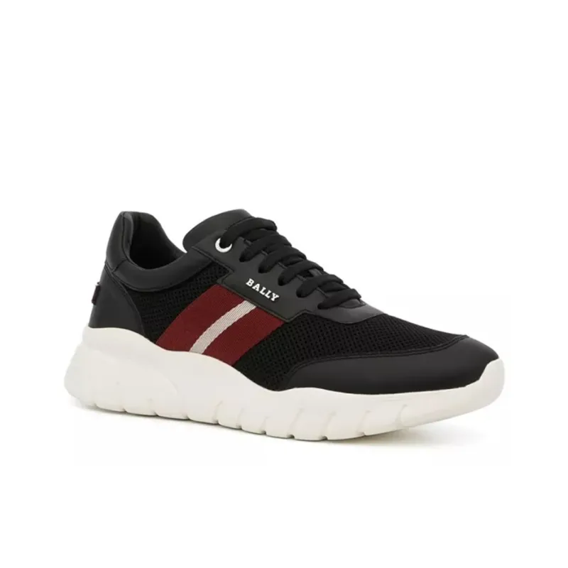 BALLY Anti-Slip Wear-Resistant Low-Top Sports Casual Shoes Black Red-1