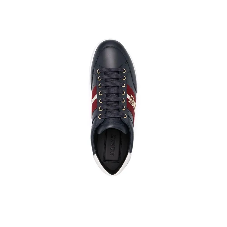 BALLY Winton Low-Top Stylish Skateboarding Shoes Men's Black White Red-4