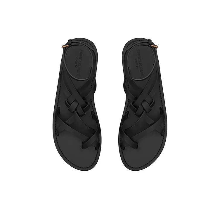 SAINT LAURENT Santo Knotted Flat Sandals-3