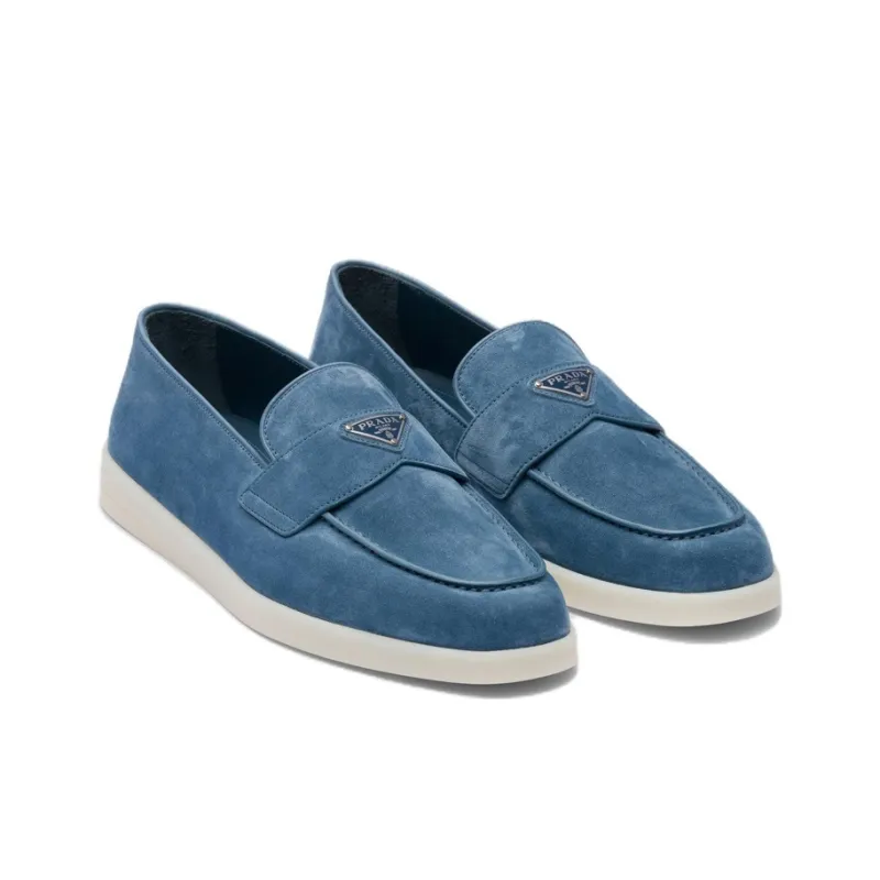 PRADA Logo-plaque Suede Loafers-2