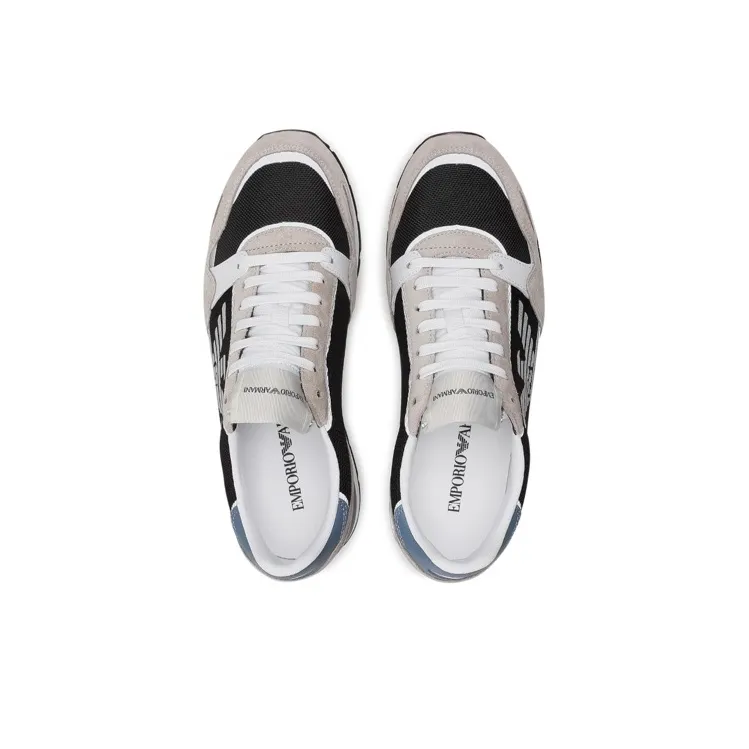 EMPORIO ARMANI Abrasion Resistant Low Top Sports Casual Shoes Men's Beige Black-4
