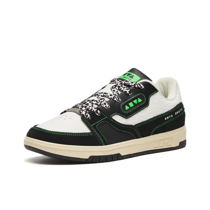 Anta AOYU Jie Ao Anti Slip Wear Resistant Low Top Skateboard Shoes Men's Black White Green-2