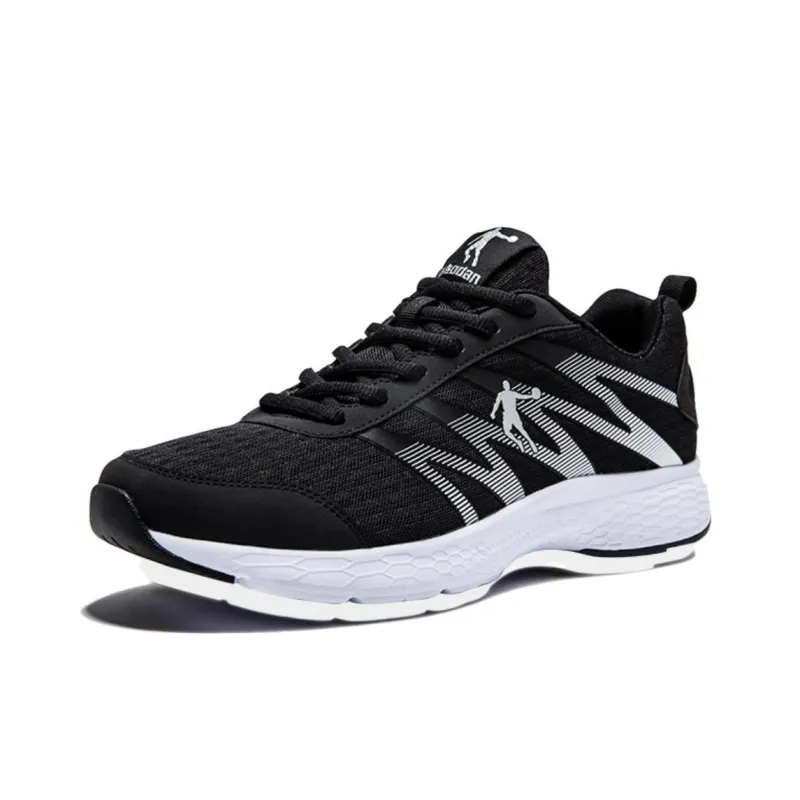 QIAODAN Abrasion Resistant Breathable Low Top Running Shoes Men's Black Silver-1