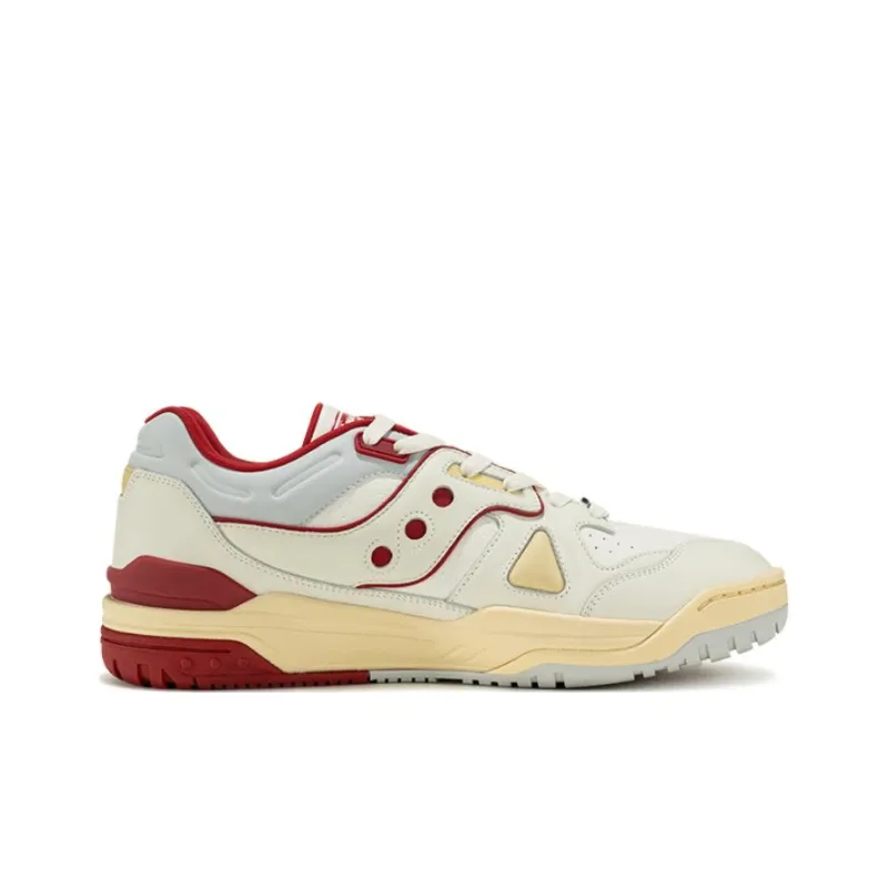 Saucony Cross 90 Anti Slip Wear Resistant Low Top Skateboard Shoes Unisex White Red-1