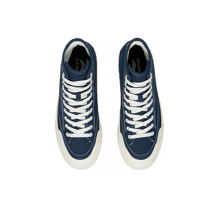 LiNing High-Top Canvas Shoes Men's Deep Prussian Blue-3
