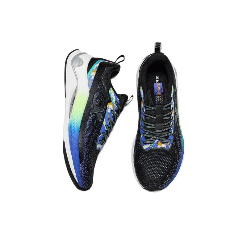 XTEP Cushioning Anti Slip And Wear Resistant Low Top Running Shoes Men's Black Green Blue-3