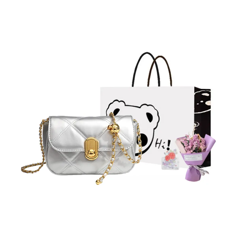 NX DOUGHNUT PU Shoulder Bag Women's Silver-4