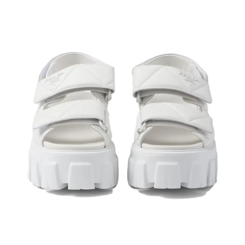 PRADA Triangle-logo Quilted Leather Sandals-3