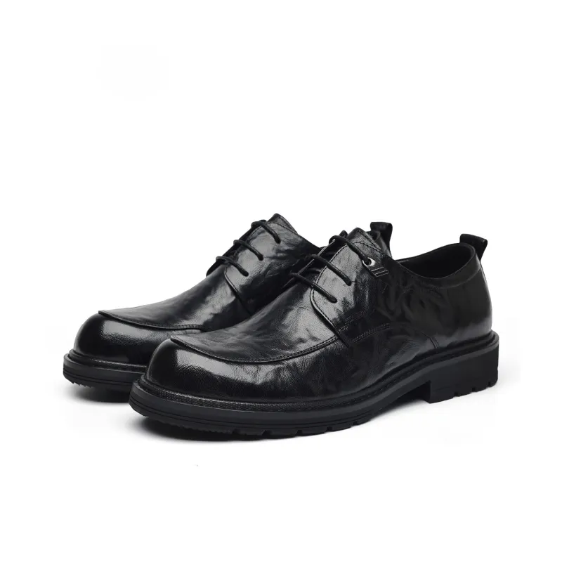 LUOGOKS Men's Casual Shoes Men Low Top Black/Dark Brown-2