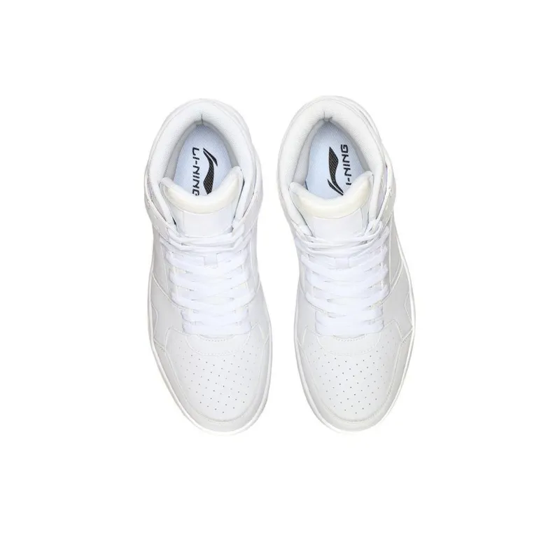 LiNing Non slip Lightweight High Top Skateboard Shoes Men's White-2
