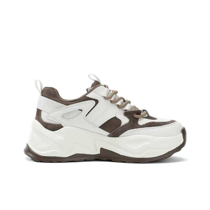 FLOSSIE Chunky Sneakers Women's Low Top Black/Beige Khaki-6