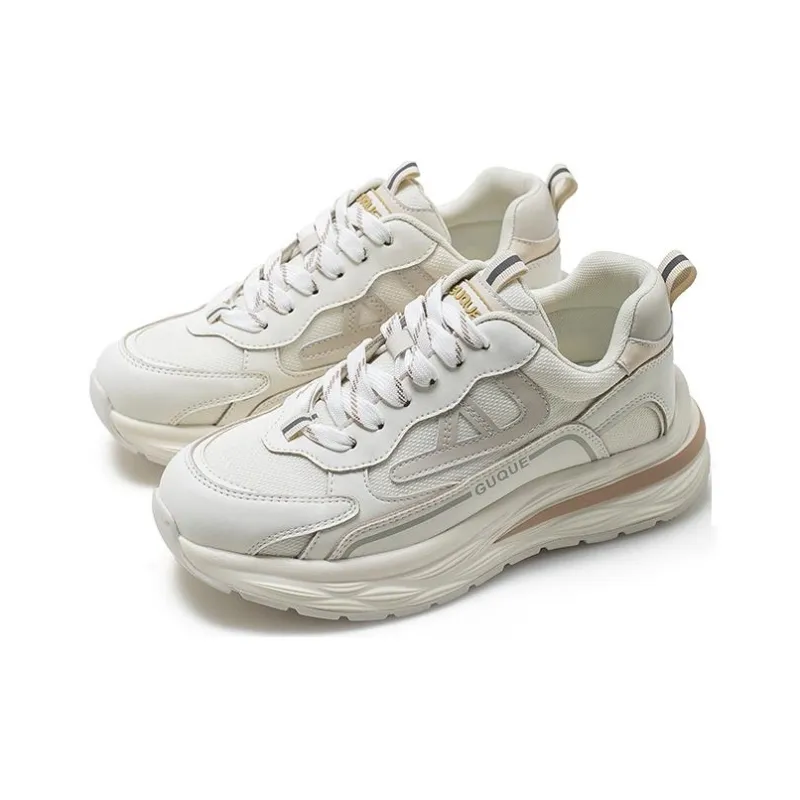 Ancient Finches Cushioning Lightweight Low Top Chunky Sneakers Unisex White Gray-1