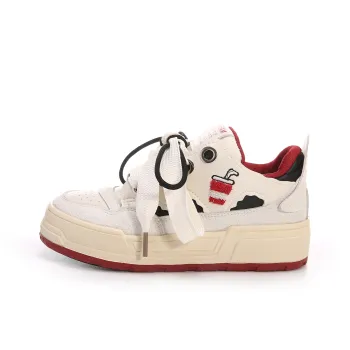 Cob Schoolgirl Anti-Slip And Wear-Resistant Lightweight Low-Top Cute Women's Cola Red